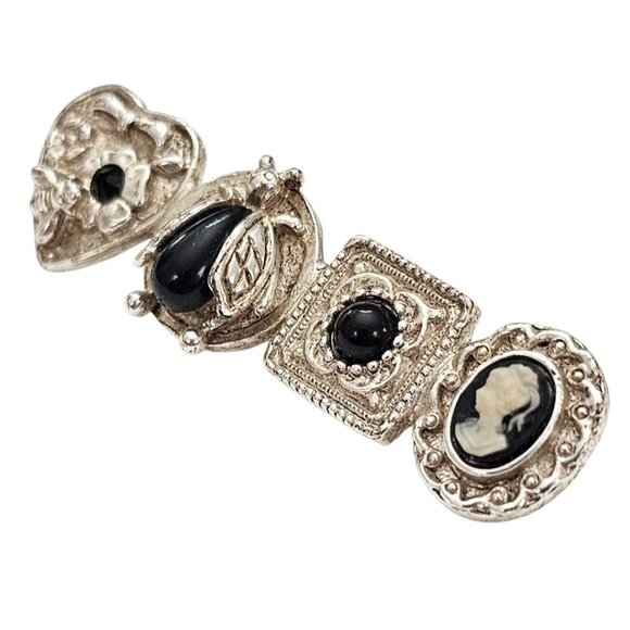 1928 Brand ST Victorian-Style Cameo Bug Heart Bar Brooch Rhinestone Pin, J2 - Picture 4 of 6